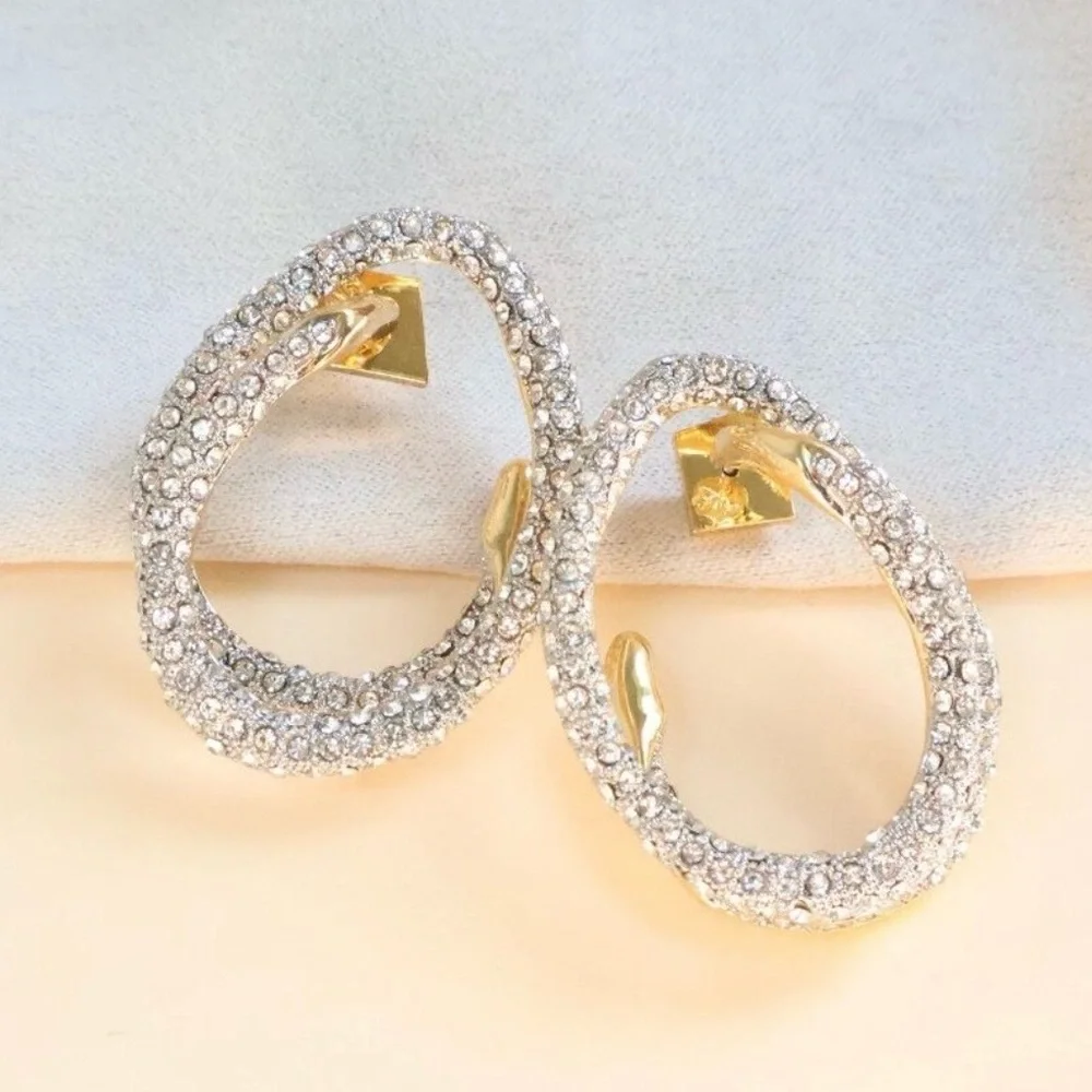 ALEXIS BITTAR Solanales Double Loop Crystal & Gold Post Earrings - BRAND NEW